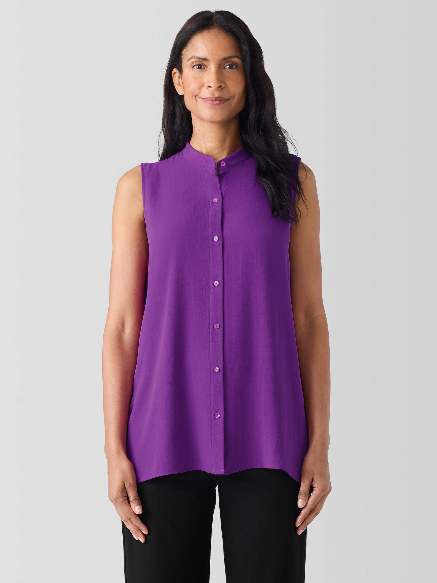Silk Georgette Crepe Sleeveless Shirt Silk Georgette Crepe Sleeveless Shirt