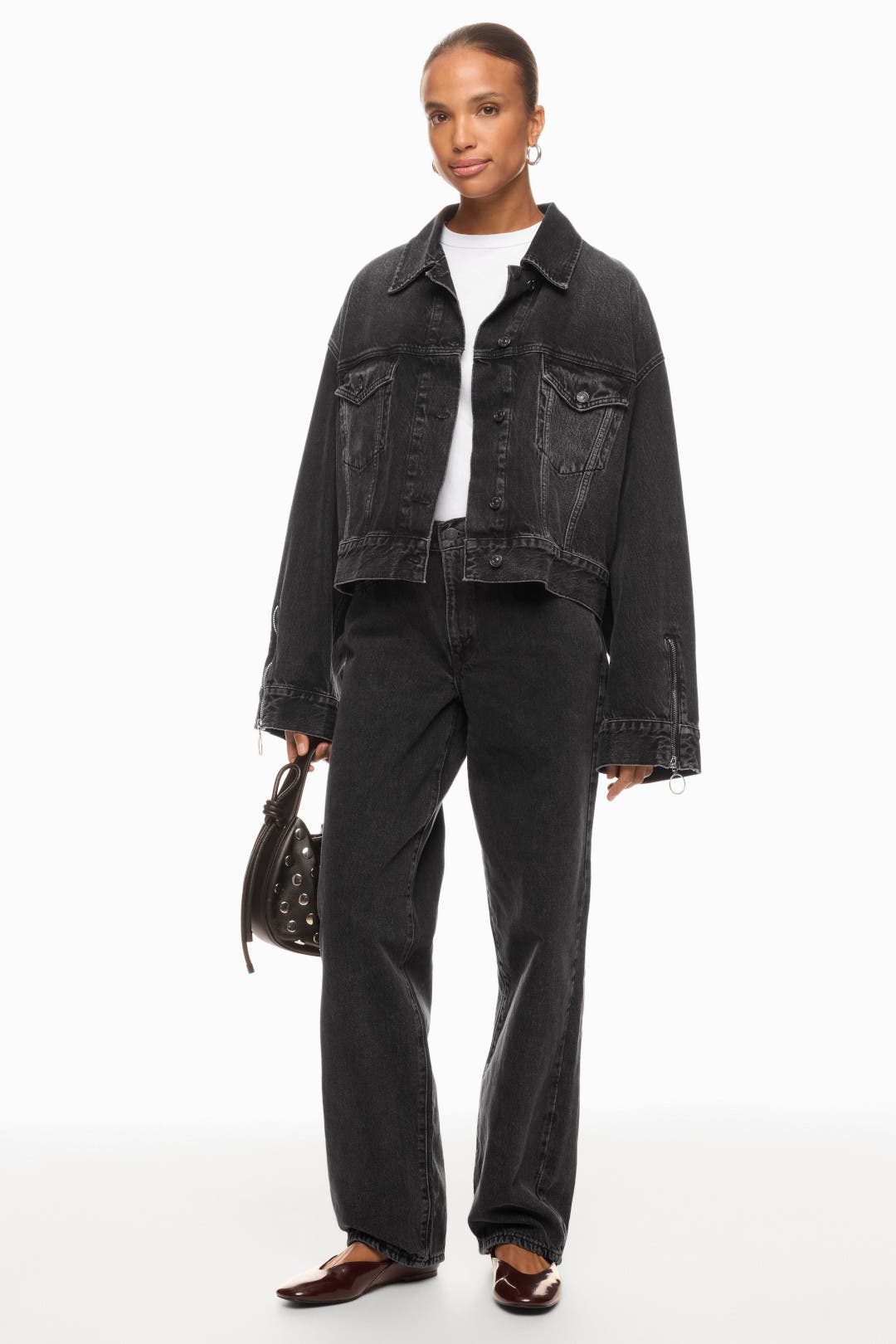 For All Mankind Black Zipper Denim Jacket Black For All Mankind Black Zipper Denim Jacket Black