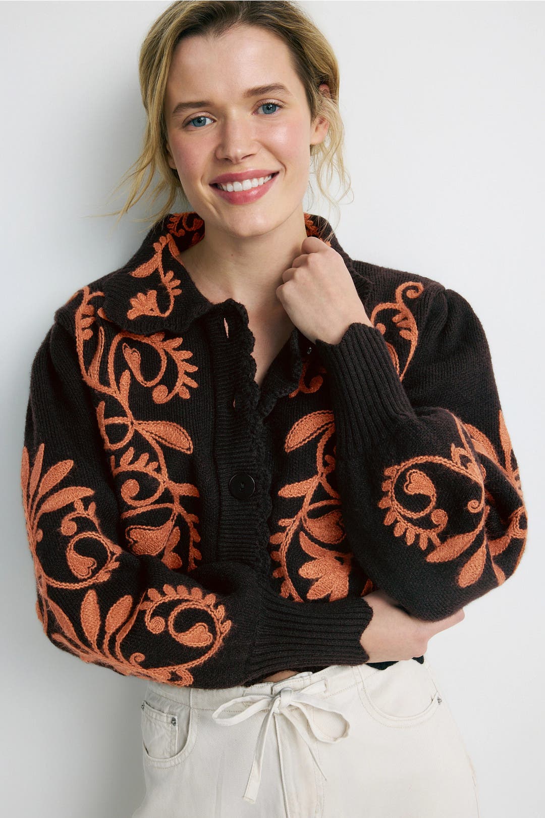 Farm Rio Cornely Ainika Knit Cardigan Black-brown-print Farm Rio Cornely Ainika Knit Cardigan Black-brown-print