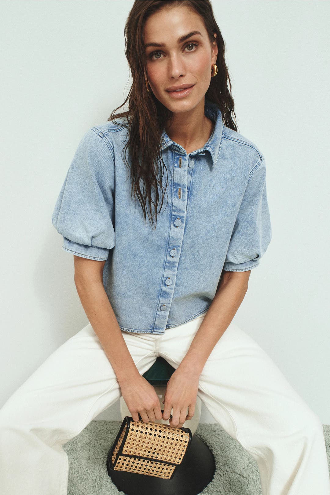 Frame Billow Sleeve Denim Shirt Blue Frame Billow Sleeve Denim Shirt Blue