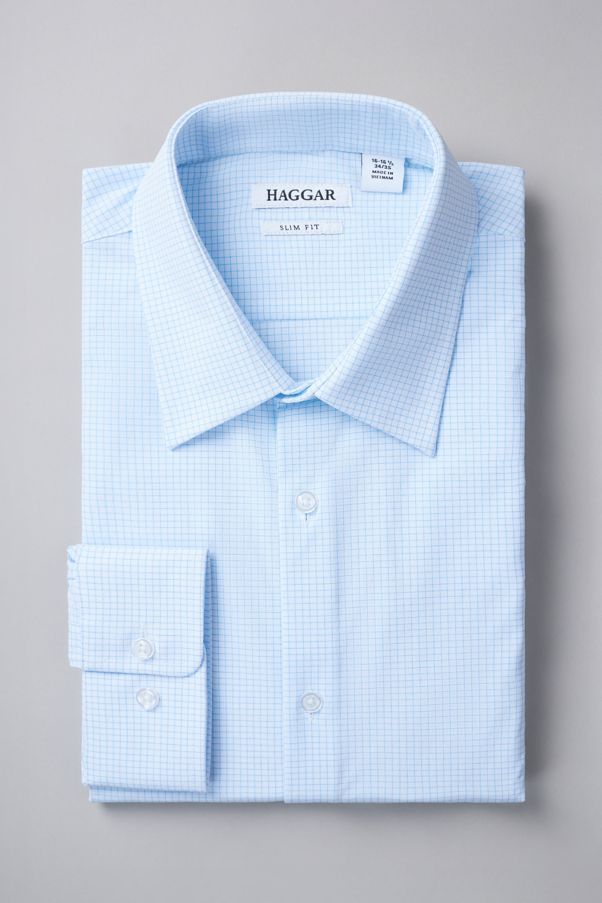 Haggar Smart Wash Dress Shirt – Blue Graph Check Haggar Smart Wash Dress Shirt – Blue Graph Check
