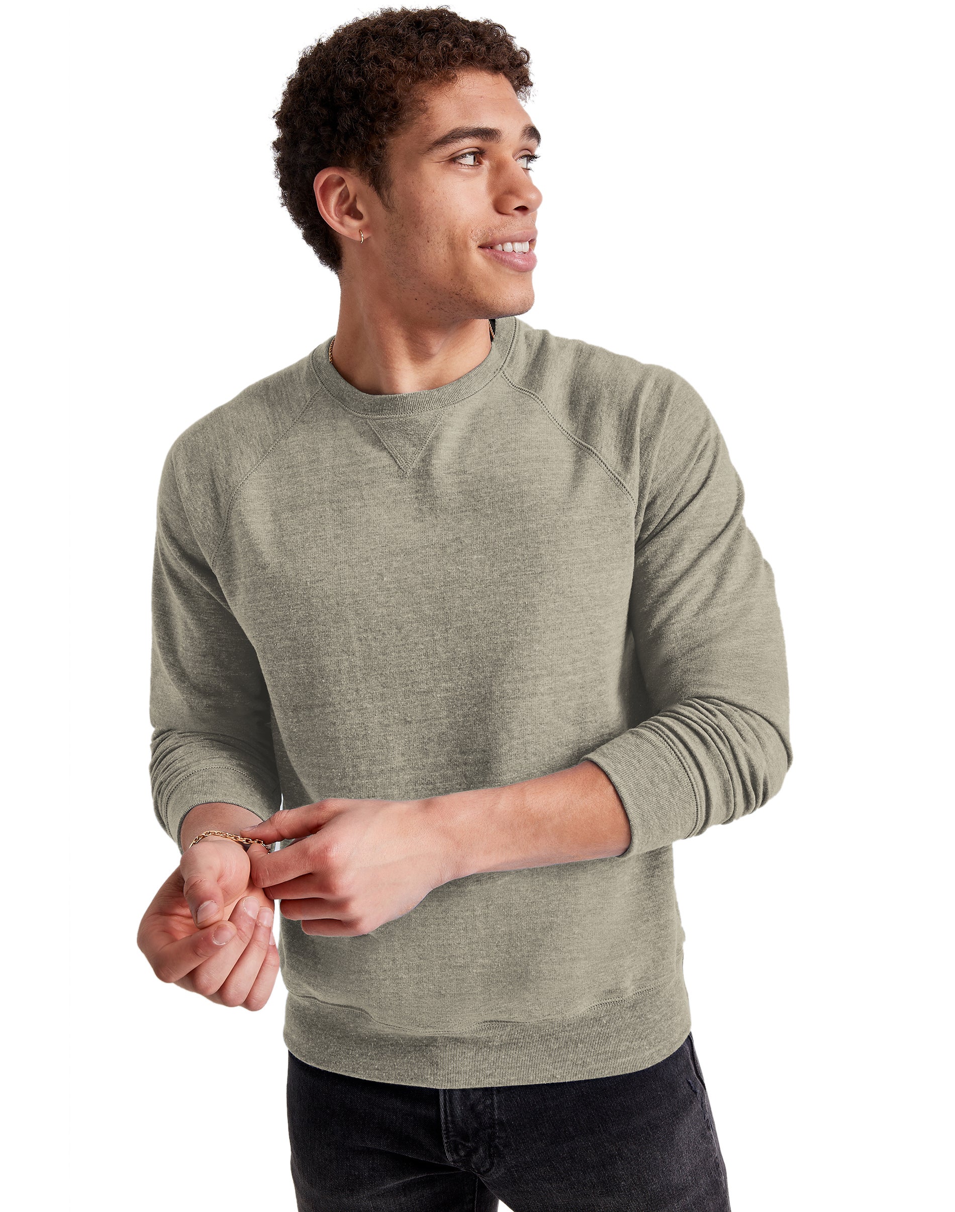 Hanes Originals Men’s French Terry Sweatshirt Camouflage Green Heather Hanes Originals Men’s French Terry Sweatshirt Camouflage Green Heather