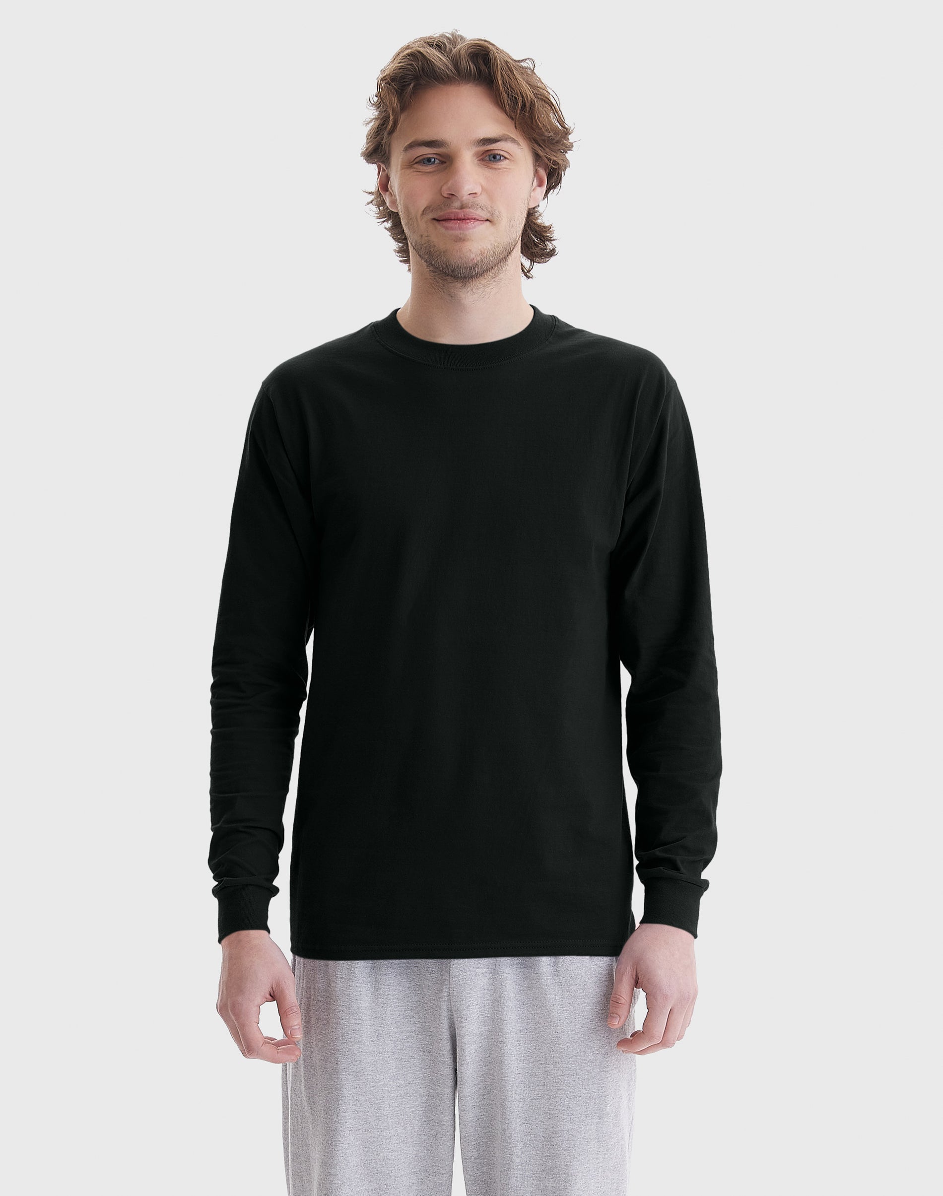 Hanes Beefy Men’s Long Sleeve Shirt, Cotton Black Hanes Beefy Men’s Long Sleeve Shirt, Cotton Black