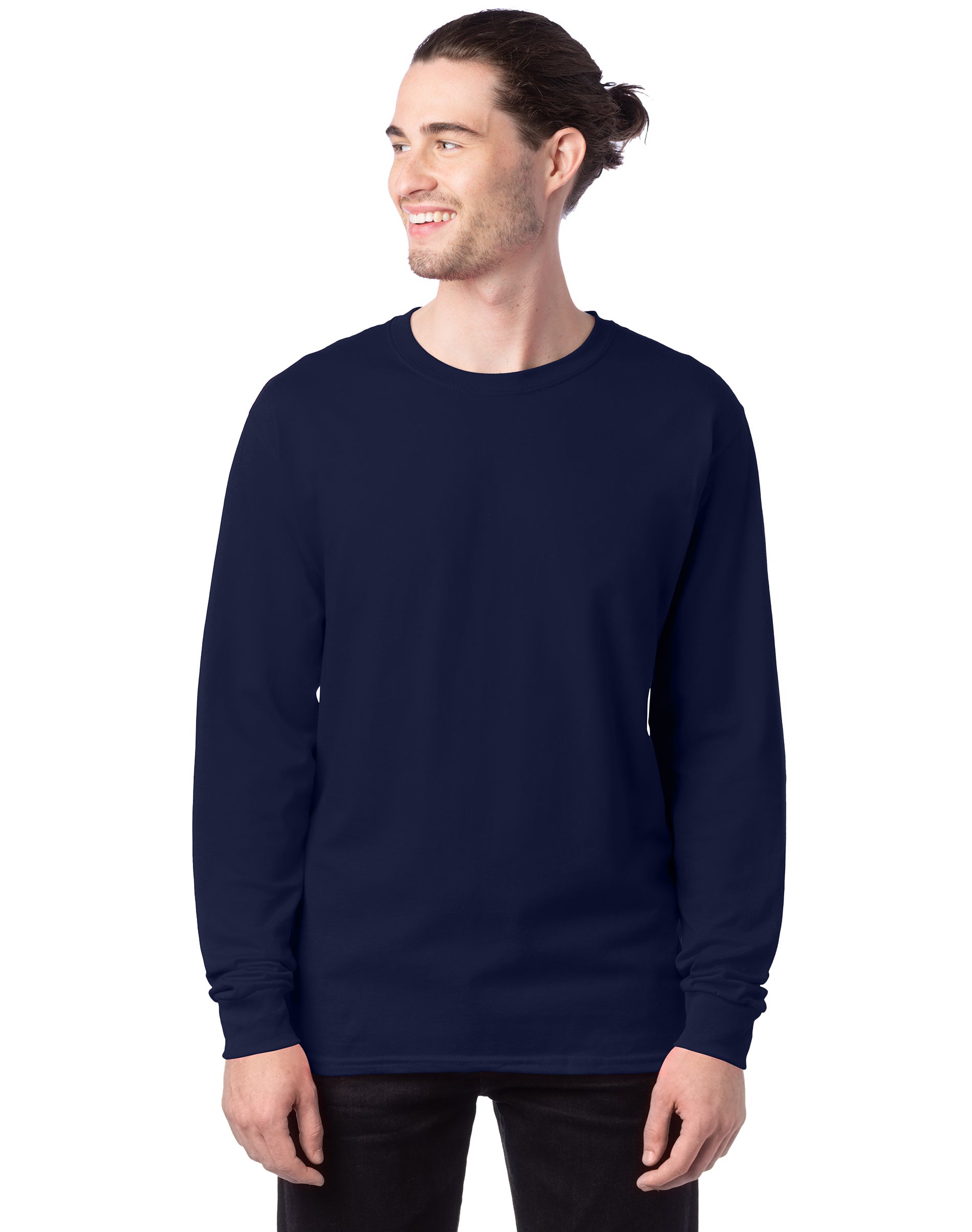 Hanes Essentials Men’s Cotton Long Sleeve Shirt, -Pack Navy Hanes Essentials Men’s Cotton Long Sleeve Shirt, -Pack Navy