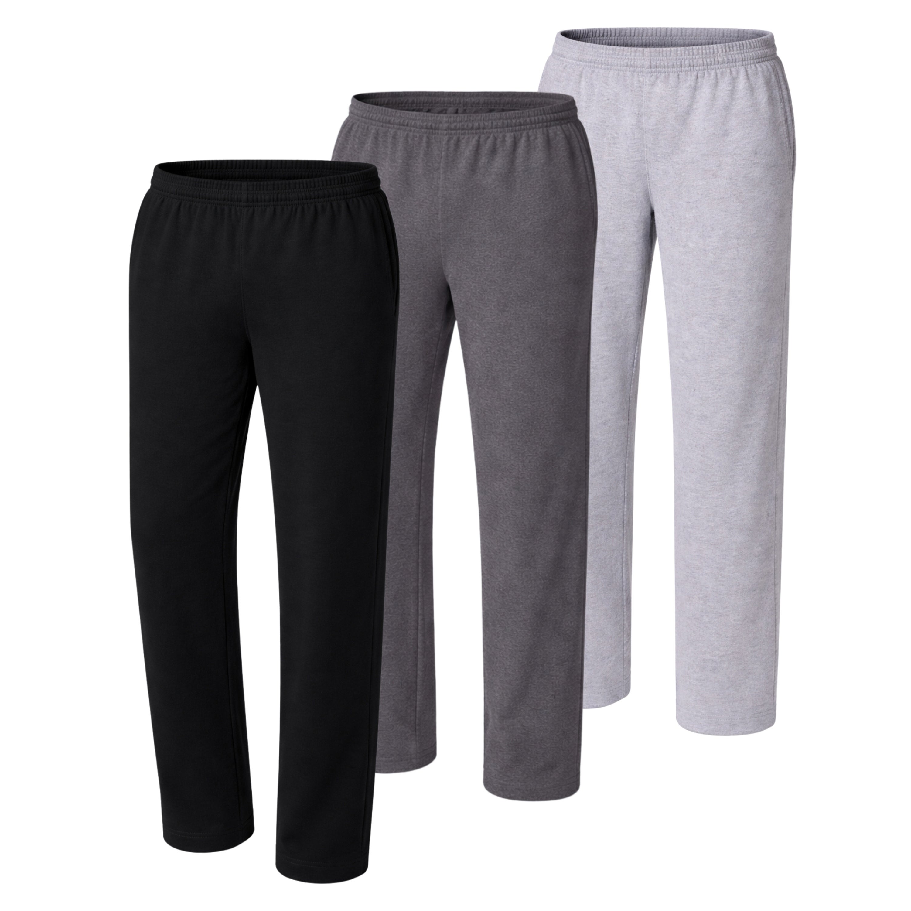 Hanes Essentials Men’s Midweight Cotton Jersey Sweatpants Pack – -Pack – Open Bottom – Pockets – ” BlackCharcoal HeatherLight Steel Hanes Essentials Men’s Midweight Cotton Jersey Sweatpants Pack – -Pack – Open Bottom – Pockets – ” BlackCharcoal HeatherLight Steel