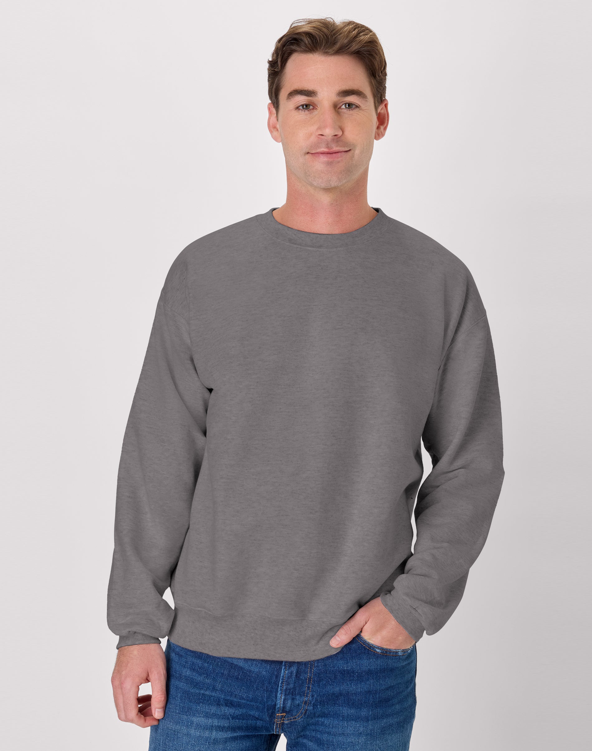 Hanes Ultimate Men’s Heavyweight Fleece Crewneck Sweatshirt Oxford Grey Hanes Ultimate Men’s Heavyweight Fleece Crewneck Sweatshirt Oxford Grey