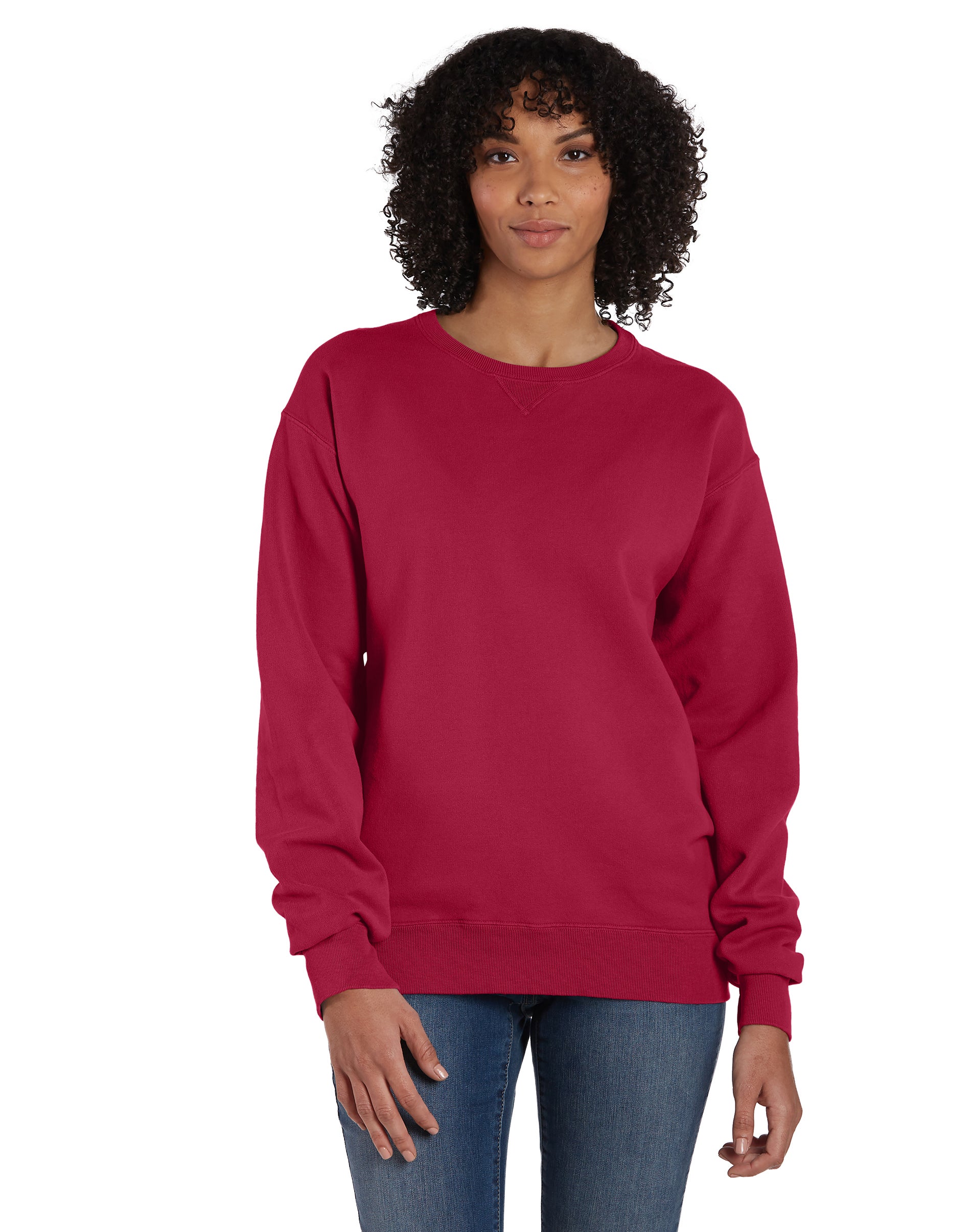 Hanes Unisex Garment Dyed Fleece Sweatshirt Crimson Fall Hanes Unisex Garment Dyed Fleece Sweatshirt Crimson Fall