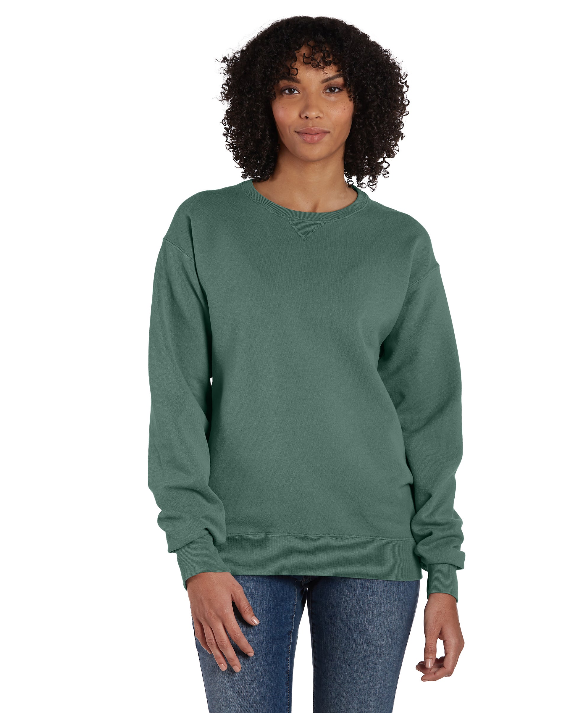 Hanes Unisex Garment Dyed Fleece Sweatshirt Cypress Green Hanes Unisex Garment Dyed Fleece Sweatshirt Cypress Green