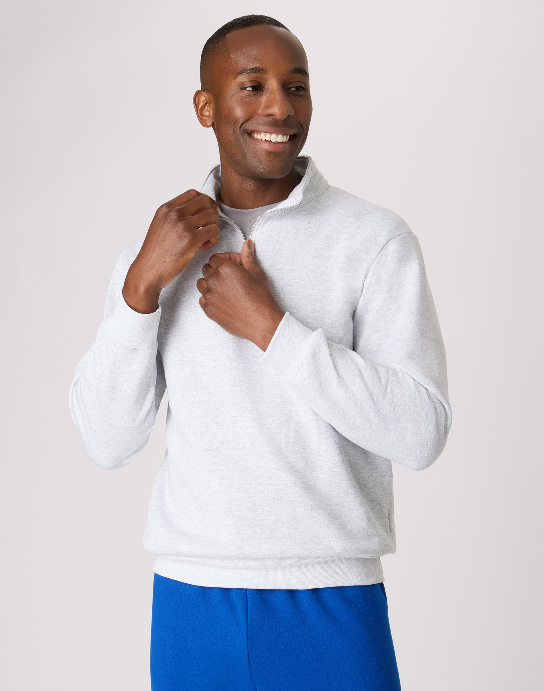 Hanes EcoSmart Men’s Fleece Quarter-Zip Pullover Ash Hanes EcoSmart Men’s Fleece Quarter-Zip Pullover Ash