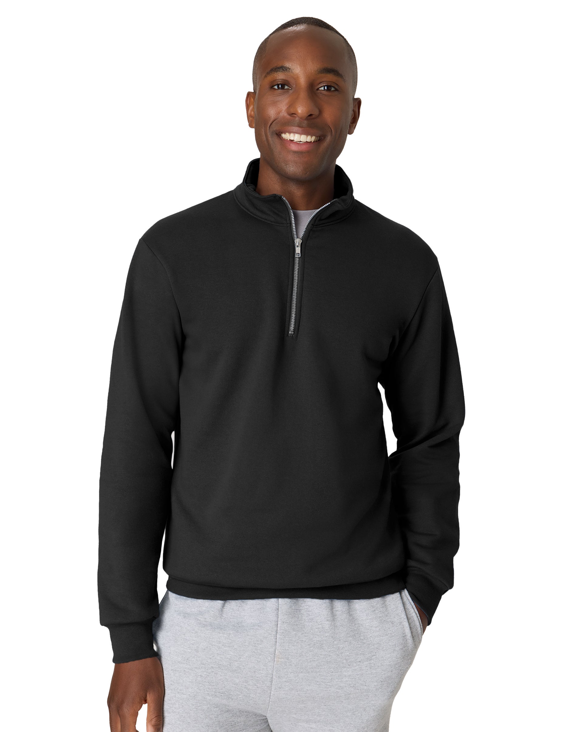 Hanes EcoSmart Men’s Fleece Quarter-Zip Pullover Black Hanes EcoSmart Men’s Fleece Quarter-Zip Pullover Black