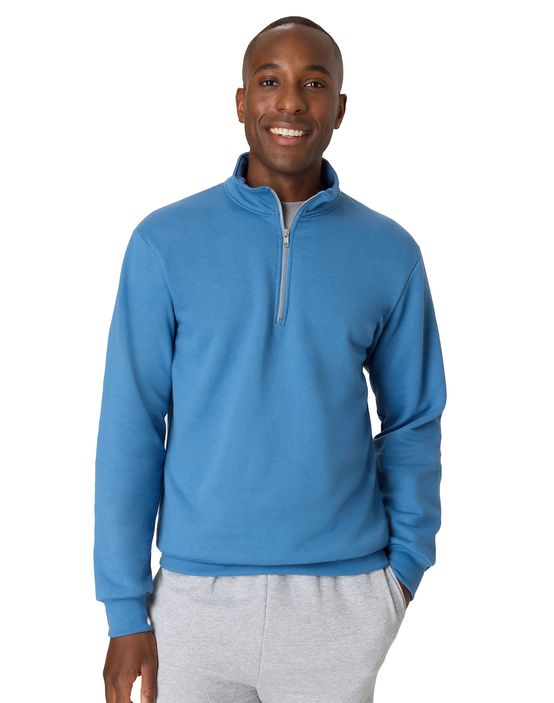 Hanes EcoSmart Men’s Fleece Quarter-Zip Pullover Denim Blue Hanes EcoSmart Men’s Fleece Quarter-Zip Pullover Denim Blue