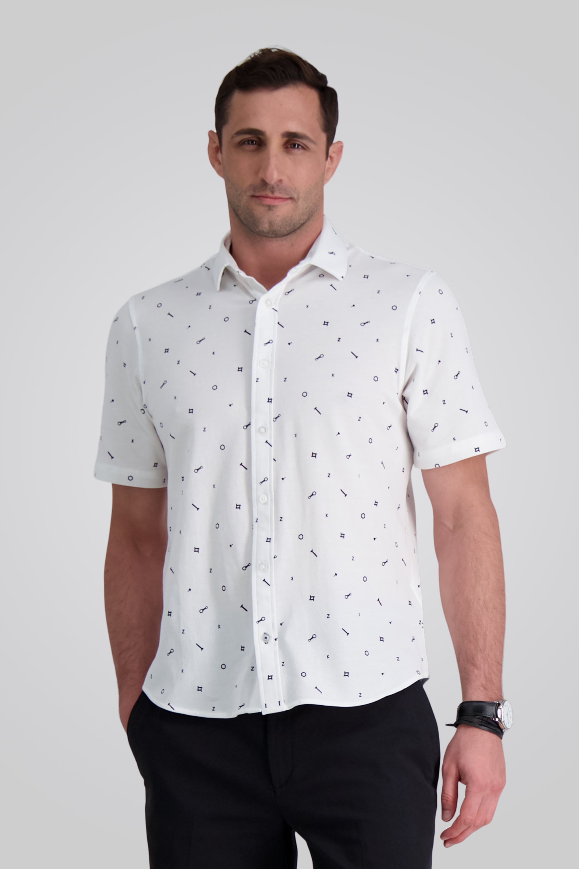 Haggar Pique Short Sleeve Button Down Shirt Haggar Pique Short Sleeve Button Down Shirt