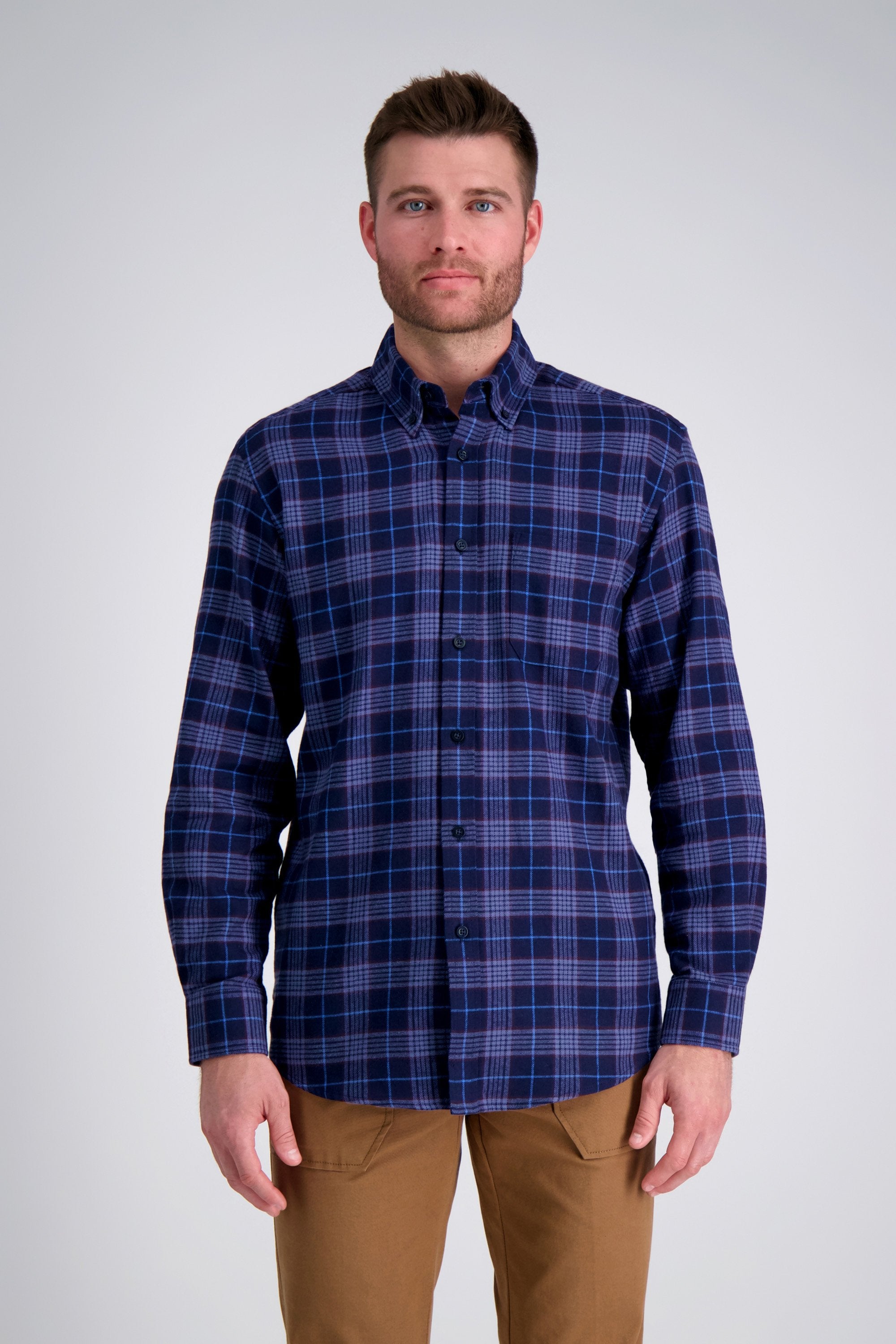 Haggar Long Sleeve Flannel Plaid Shirt Haggar Long Sleeve Flannel Plaid Shirt