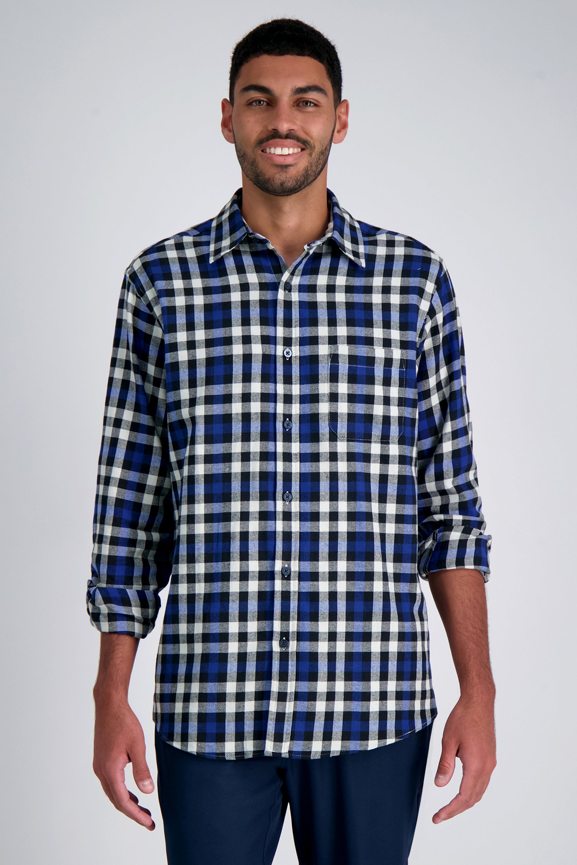 Haggar Long Sleeve Flannel Plaid Shirt Haggar Long Sleeve Flannel Plaid Shirt