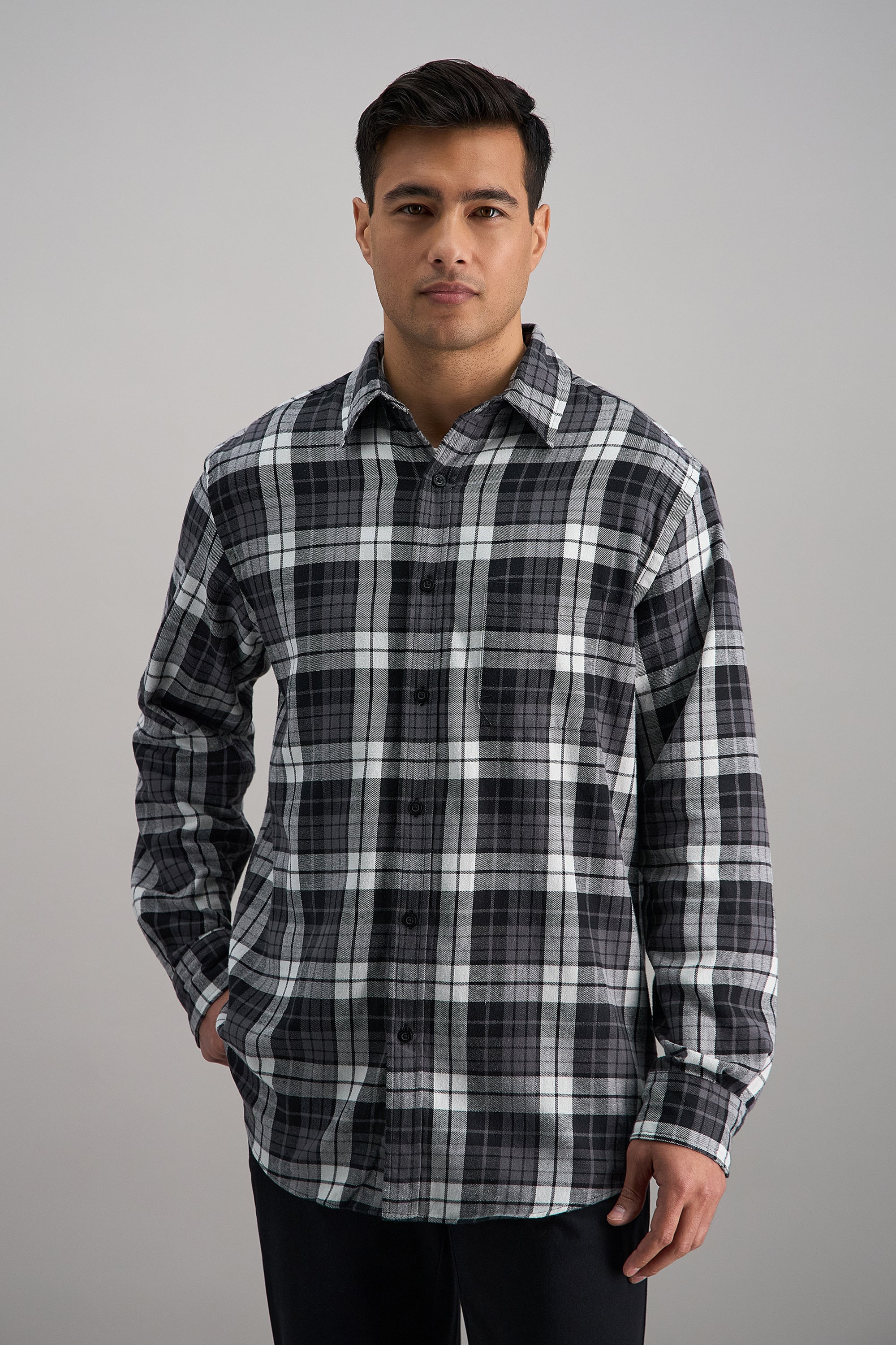 Haggar Long Sleeve Flannel Plaid Shirt Haggar Long Sleeve Flannel Plaid Shirt
