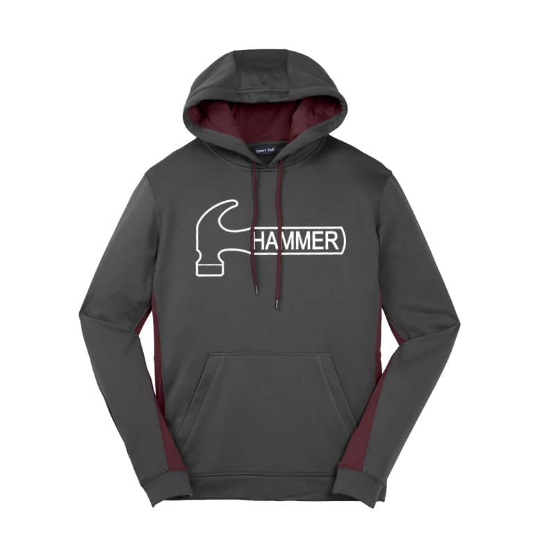 Hammer Coolwick Mens Grey Maroon Fleece Colorblock Hoodie Hammer Coolwick Mens Grey Maroon Fleece Colorblock Hoodie