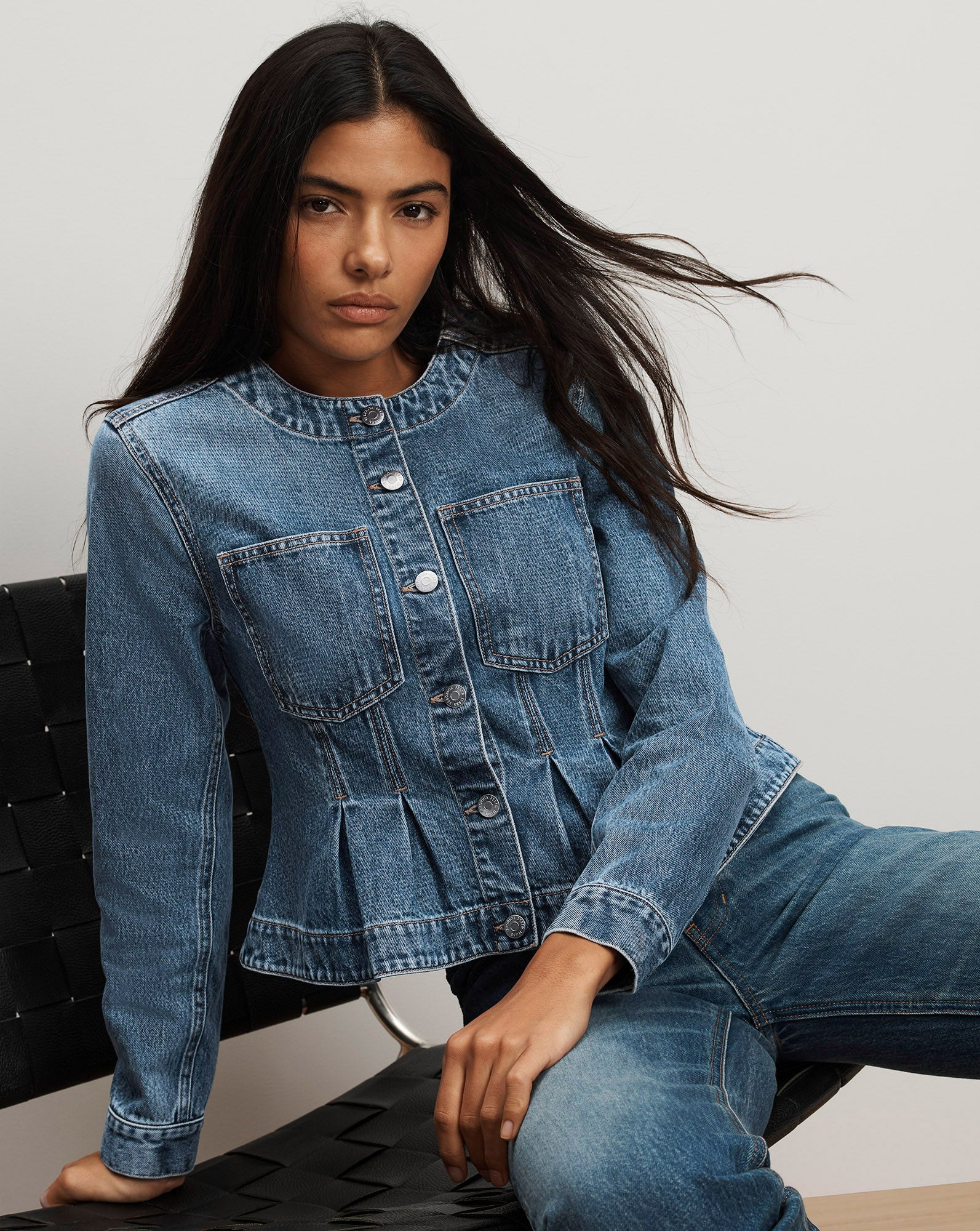 Veronica Beard Zahara Peplum Denim Jacket Time Warp Veronica Beard Zahara Peplum Denim Jacket Time Warp