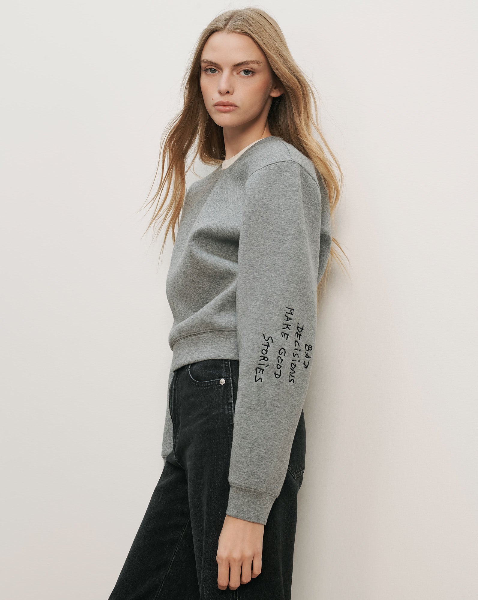 Veronica Beard Beaumont Embroidered Sweatshirt Light Heather Grey Bd