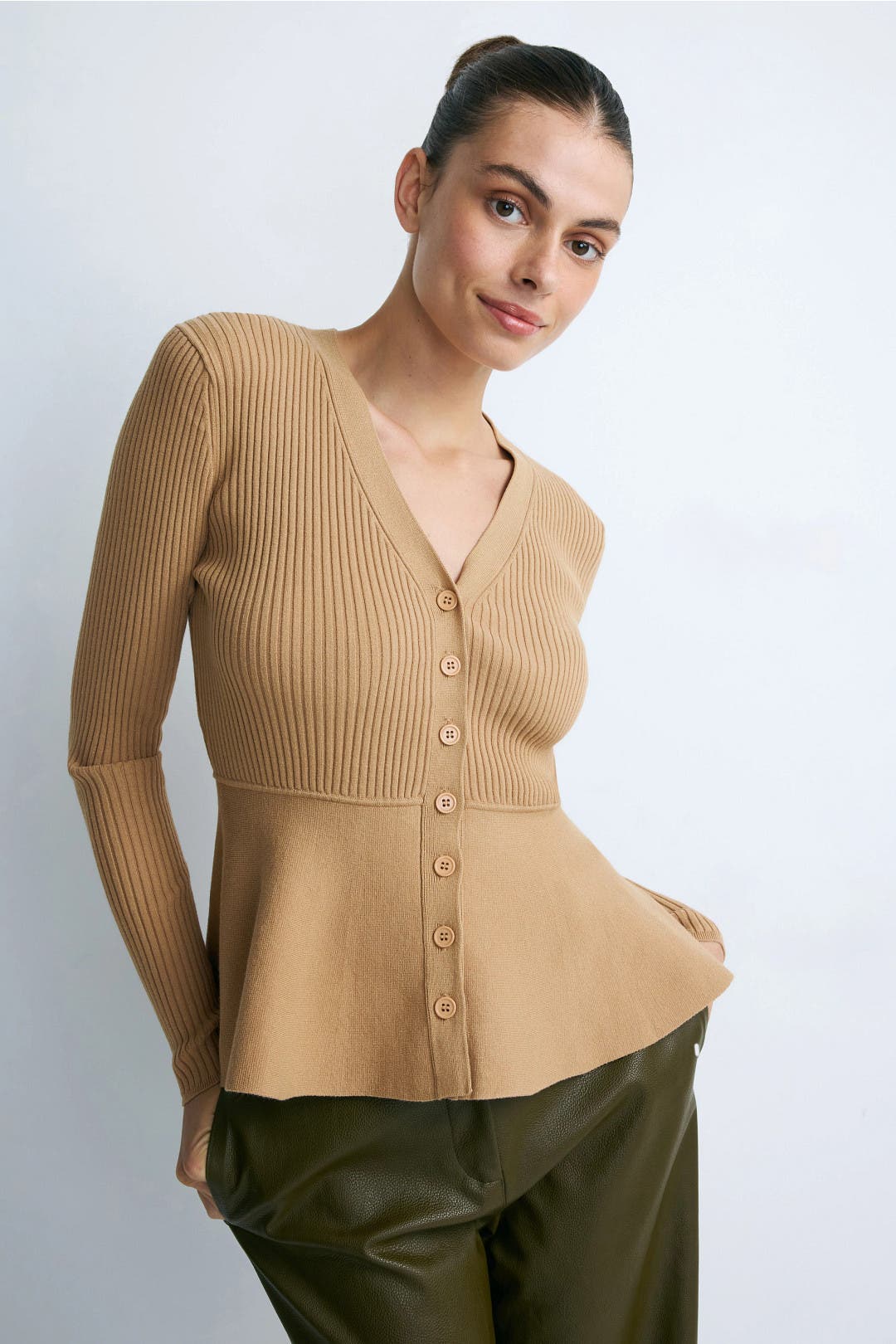 Jason Wu x RTR Tan V-Neck Cardigan Brown Jason Wu x RTR Tan V-Neck Cardigan Brown
