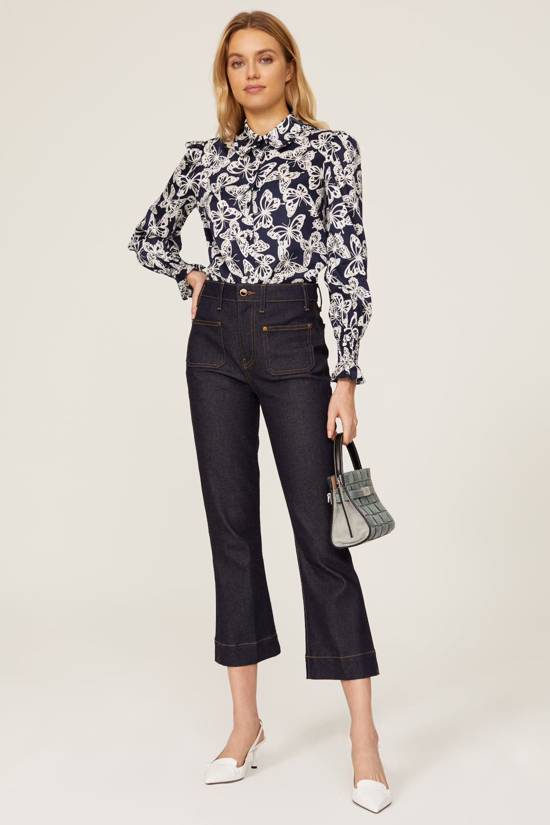 kate spade new york Spring Flight Voile Shirt Blue-white-print kate spade new york Spring Flight Voile Shirt Blue-white-print