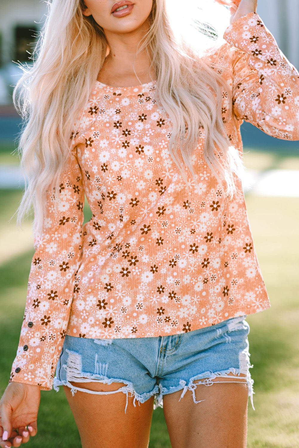 Whitney Floral Knit Long Sleeve Top Whitney Floral Knit Long Sleeve Top