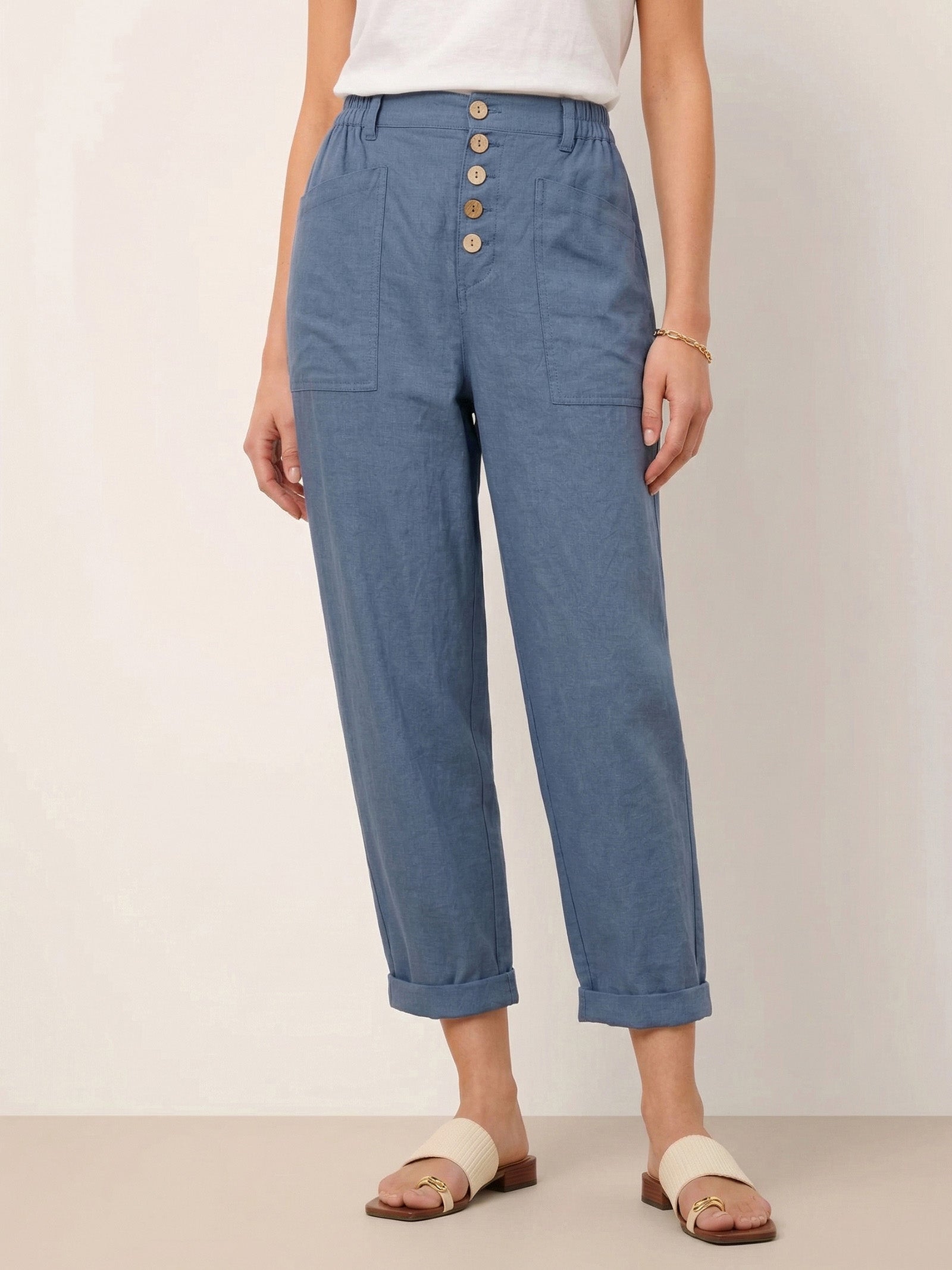 Linen Simple Button Fly Trousers HEIDI Linen Simple Button Fly Trousers HEIDI