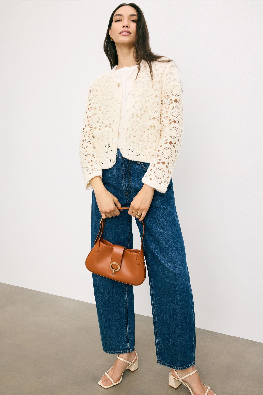 Maje White Crochet Bomber Jacket Cream Maje White Crochet Bomber Jacket Cream