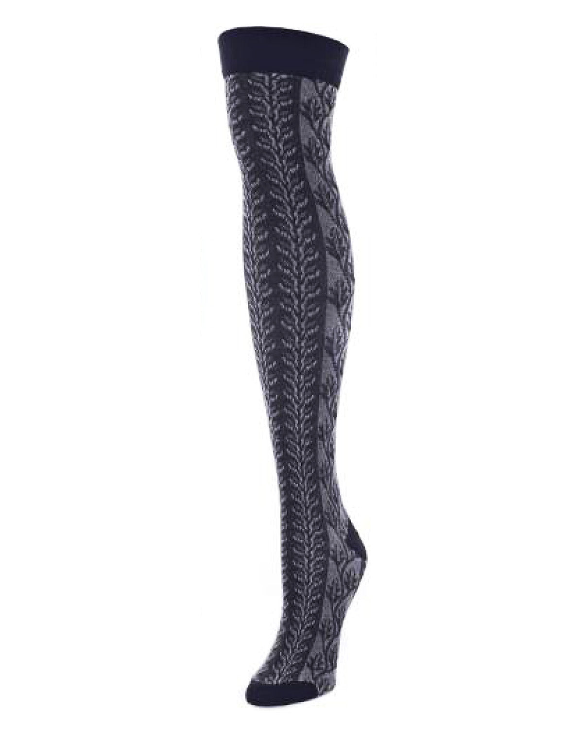 Leaf Vine Cotton Blend Over the Knee Sock – One Size Navy Blazer Leaf Vine Cotton Blend Over the Knee Sock – One Size Navy Blazer