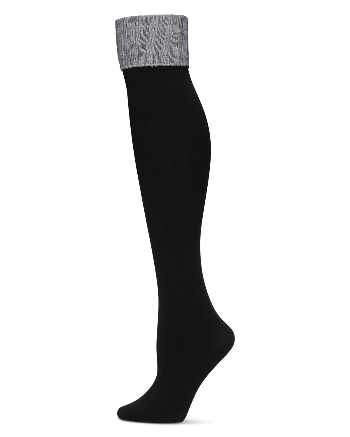 Donegal Cuffed Fleece Knee High Socks – One Size Black Donegal Cuffed Fleece Knee High Socks – One Size Black