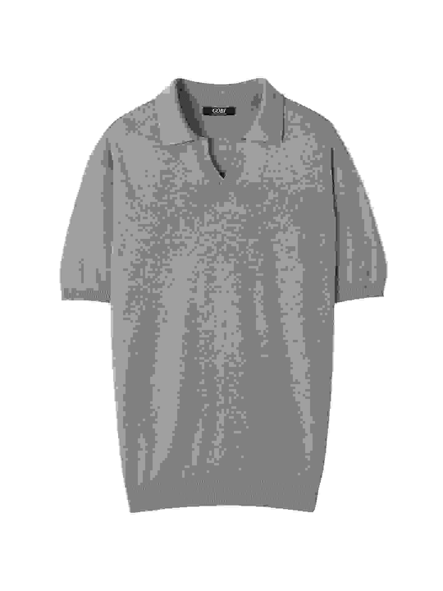 Silk Cashmere Polo Shirt – L Warm taupe MK- Silk Cashmere Polo Shirt – L Warm taupe MK-