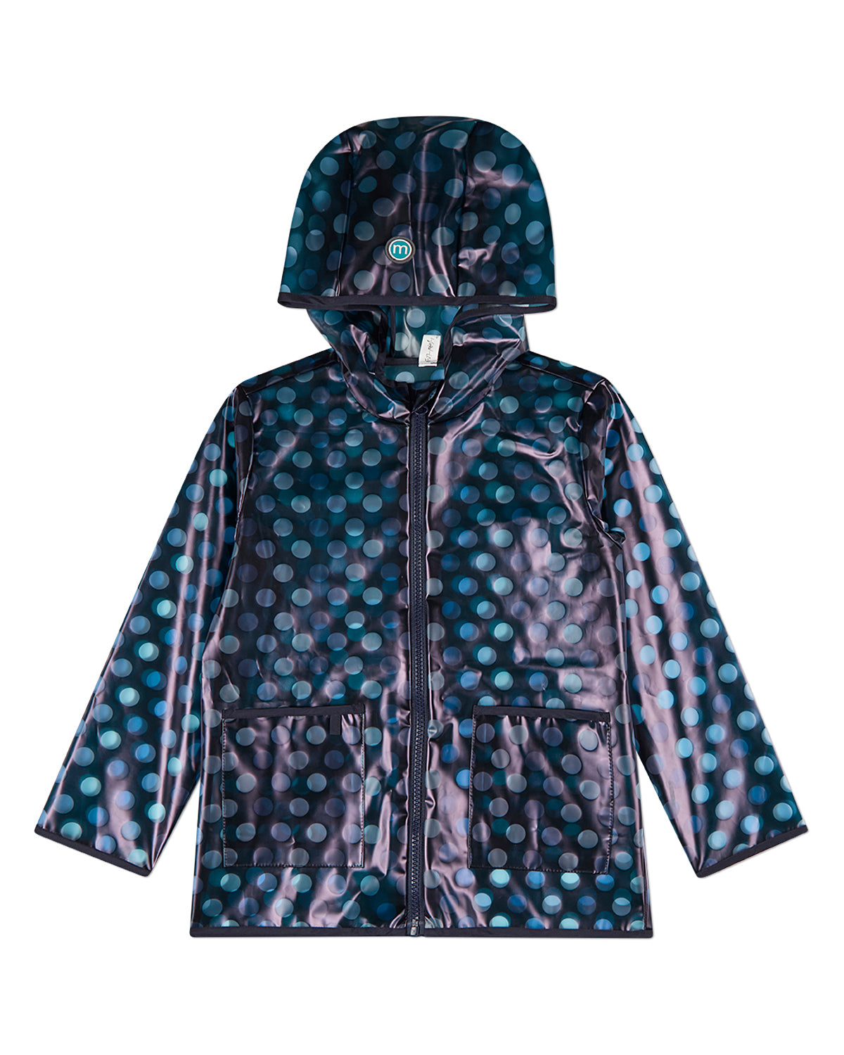 Kids Polka Dot Waterproof See-Through Raincoat with Storage Pouch – Navy Kids Polka Dot Waterproof See-Through Raincoat with Storage Pouch – Navy