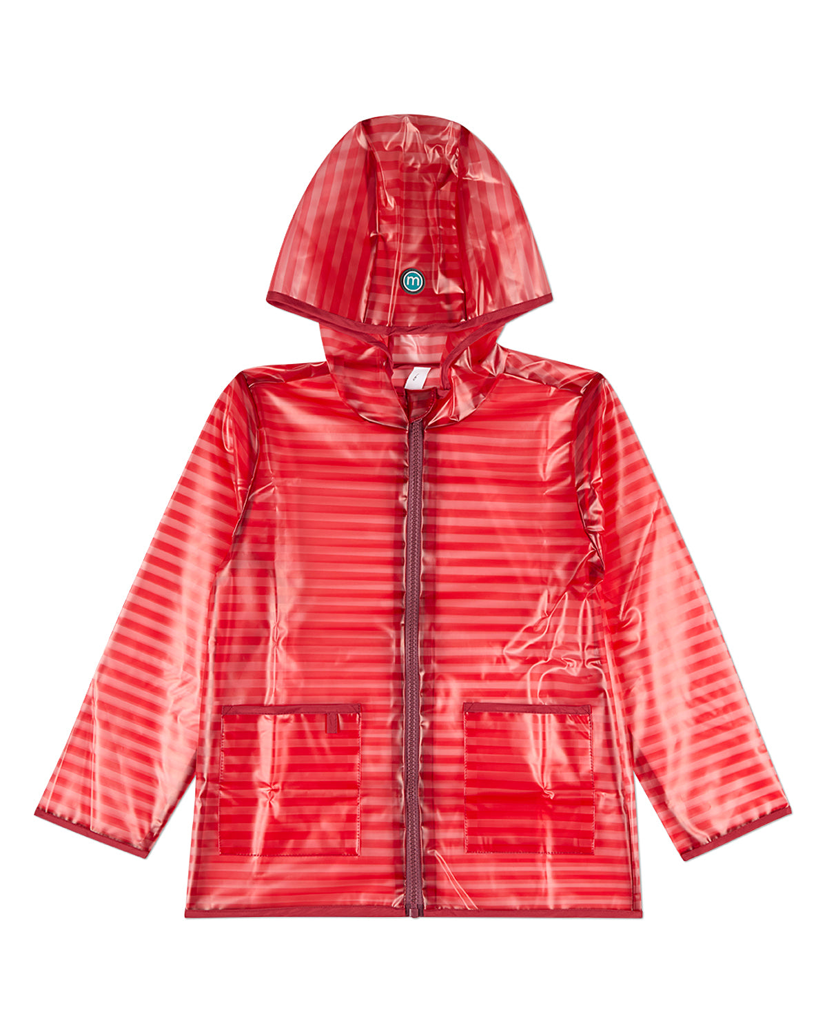 Kids Striped Translucent Waterproof Zippered Raincoat with Carry Pouch Kids Striped Translucent Waterproof Zippered Raincoat with Carry Pouch