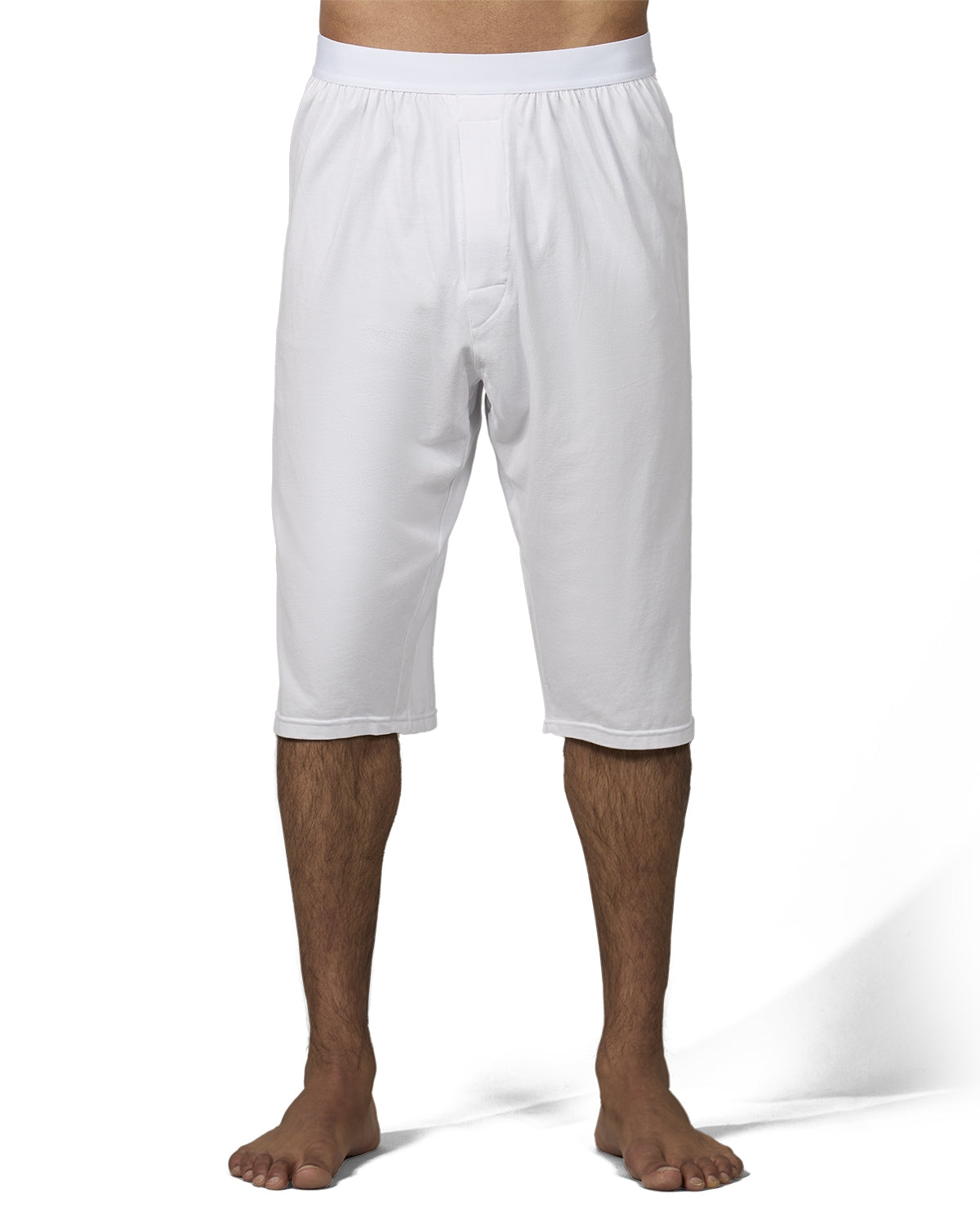 Pair Men’s Knee-Length Cotton-Rich Knit Boxer Shorts – L White Pair Men’s Knee-Length Cotton-Rich Knit Boxer Shorts – L White