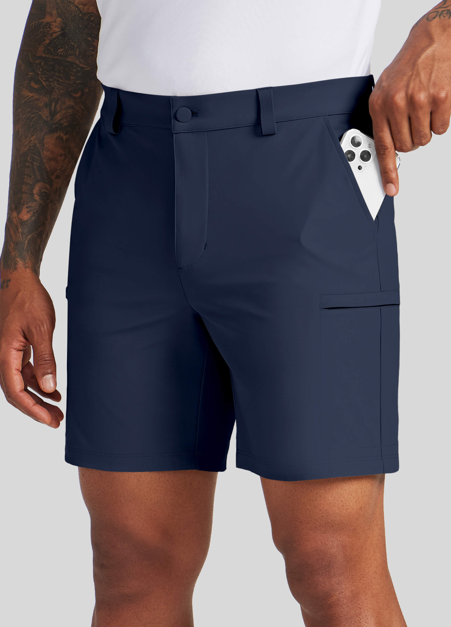 Men Golf Dress Shorts Classic Fit – Navy Inch