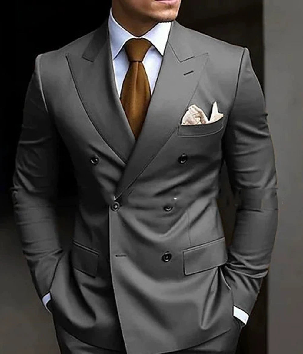 Dark Grey Casual Men’s Pieces Mens Suit Regular Fit Notch Lapel Tuxedos Blazer+Pants Dark Grey Casual Men’s Pieces Mens Suit Regular Fit Notch Lapel Tuxedos Blazer+Pants