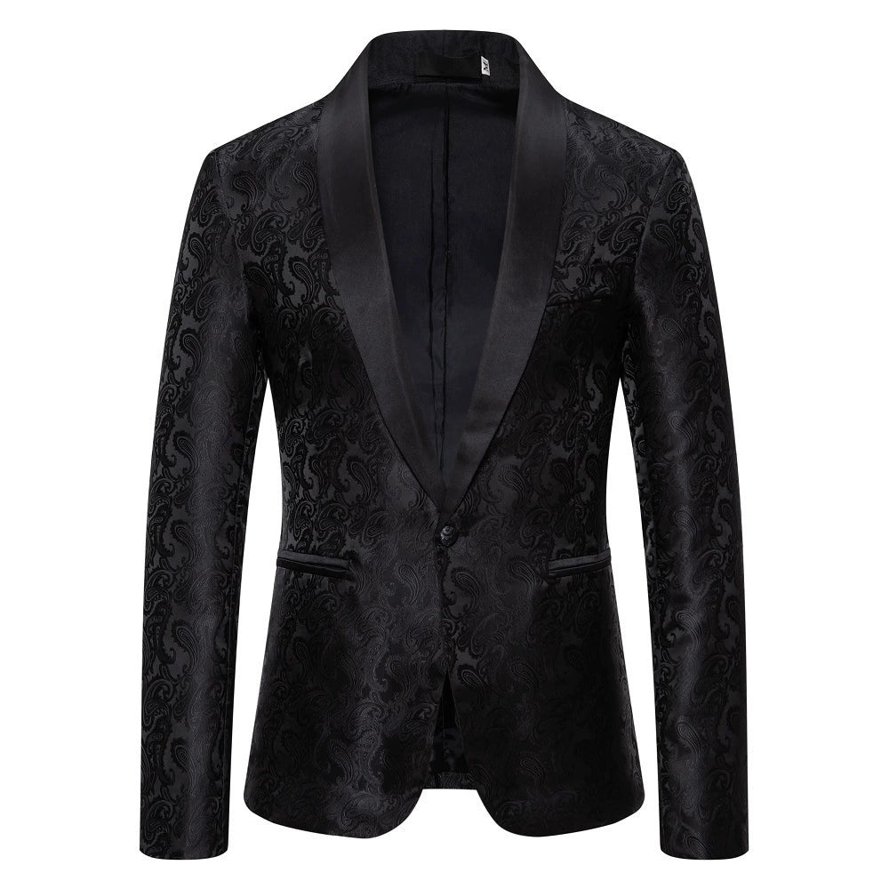 Black Jacquard Formal Suit Men Lapel Suit Jacket Single Jacket Black Jacquard Formal Suit Men Lapel Suit Jacket Single Jacket
