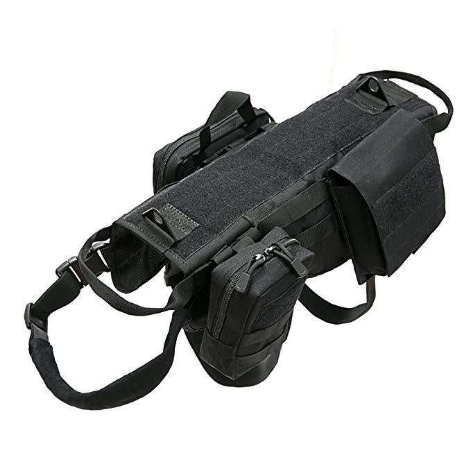 Tactical Dog Vest Harness Adjustable, Pouches, Handle, for Hiking Training Tactical Dog Vest Harness Adjustable, Pouches, Handle, for Hiking Training
