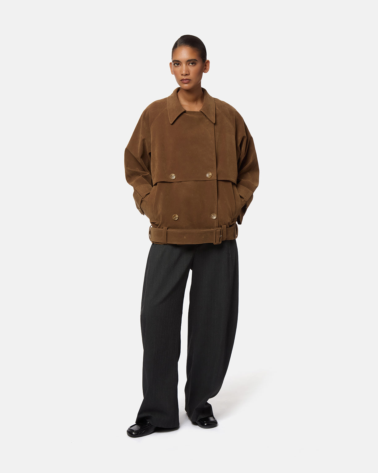 Gaia Sans Suede Short Trench Coat Gaia Sans Suede Short Trench Coat