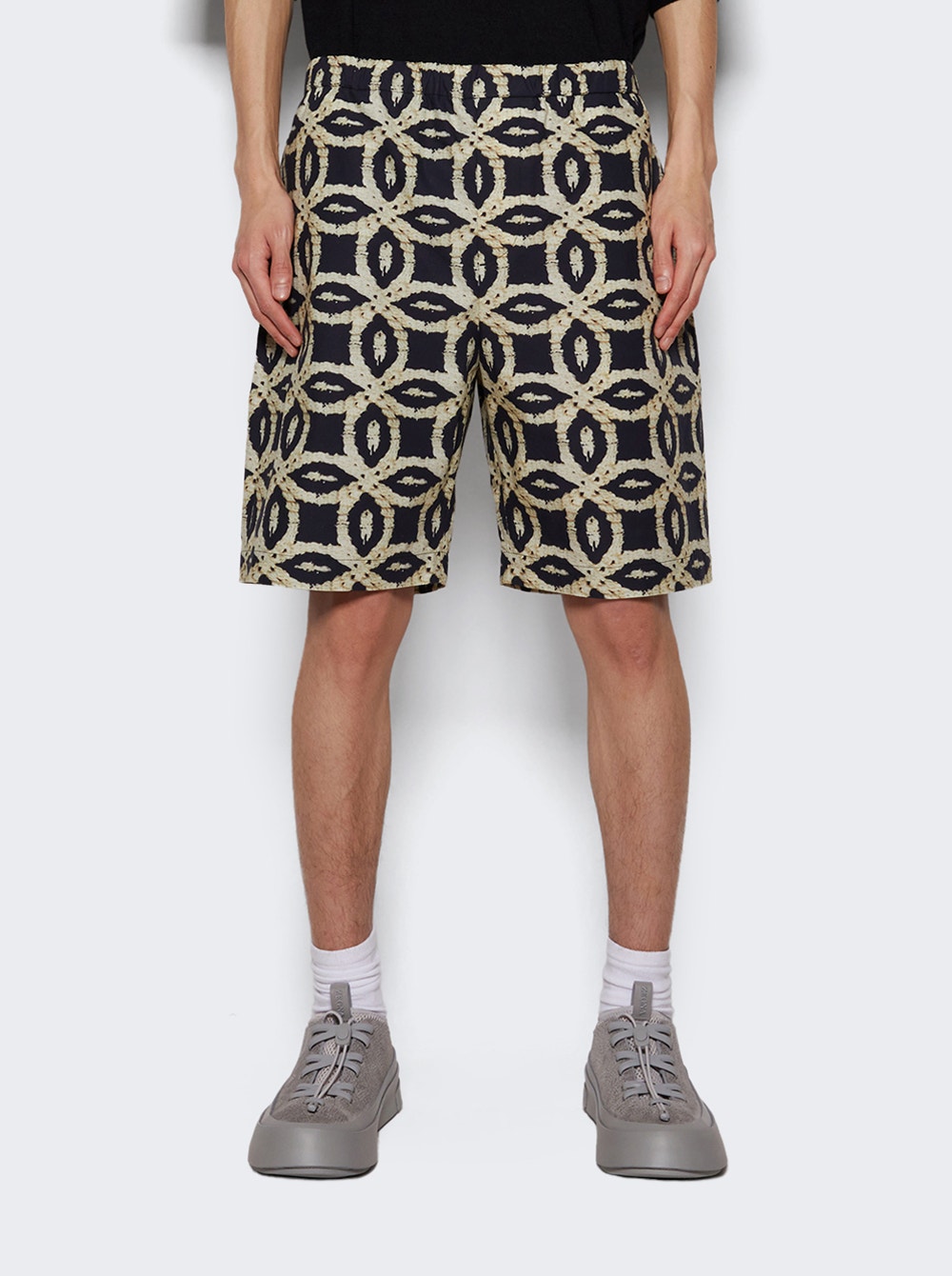 Meta Crochet Print Drawstring Shorts Meta Crochet Print Drawstring Shorts