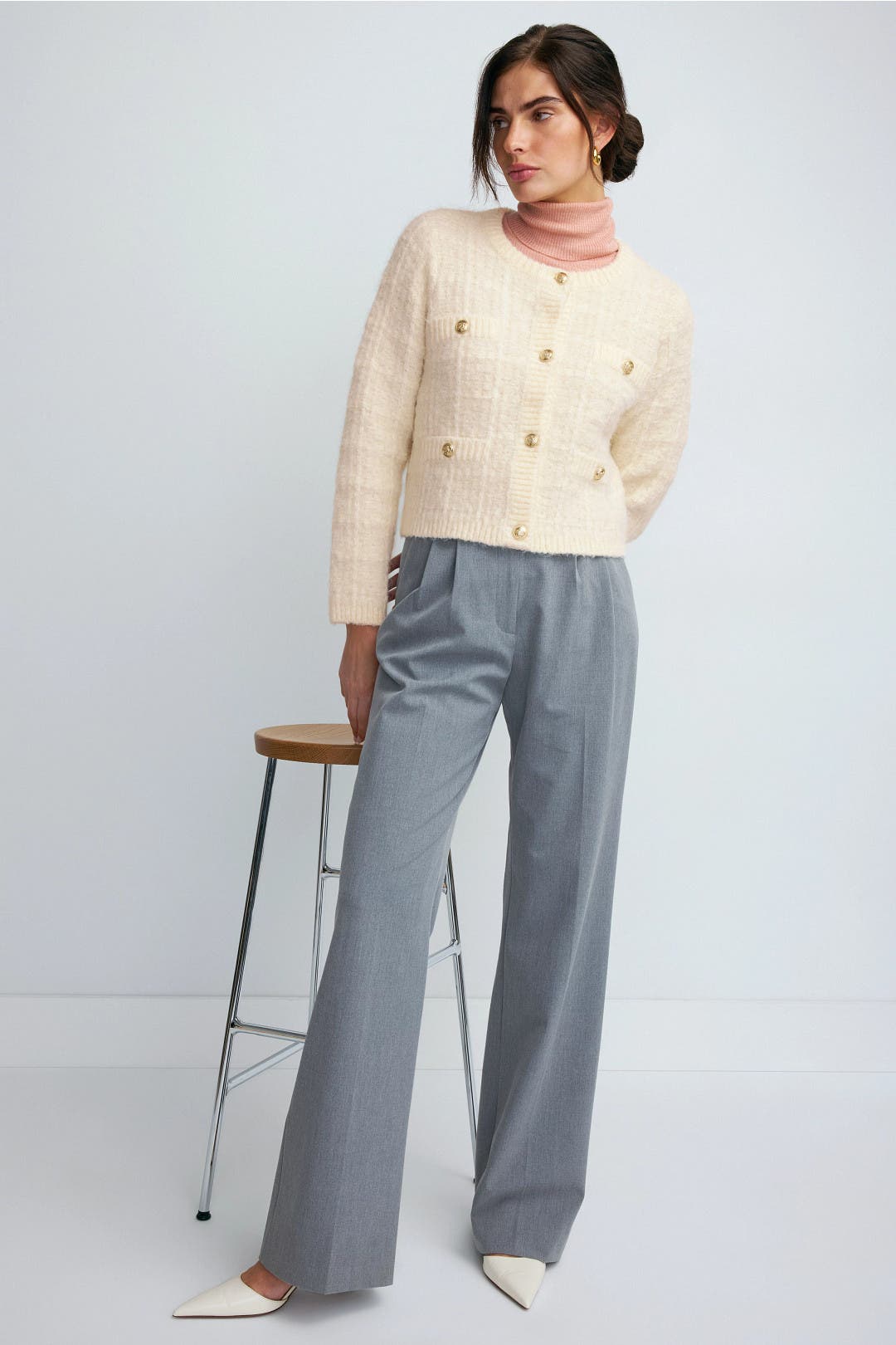 Peter Som x RTR Textured Knit Cardigan Cream Peter Som x RTR Textured Knit Cardigan Cream