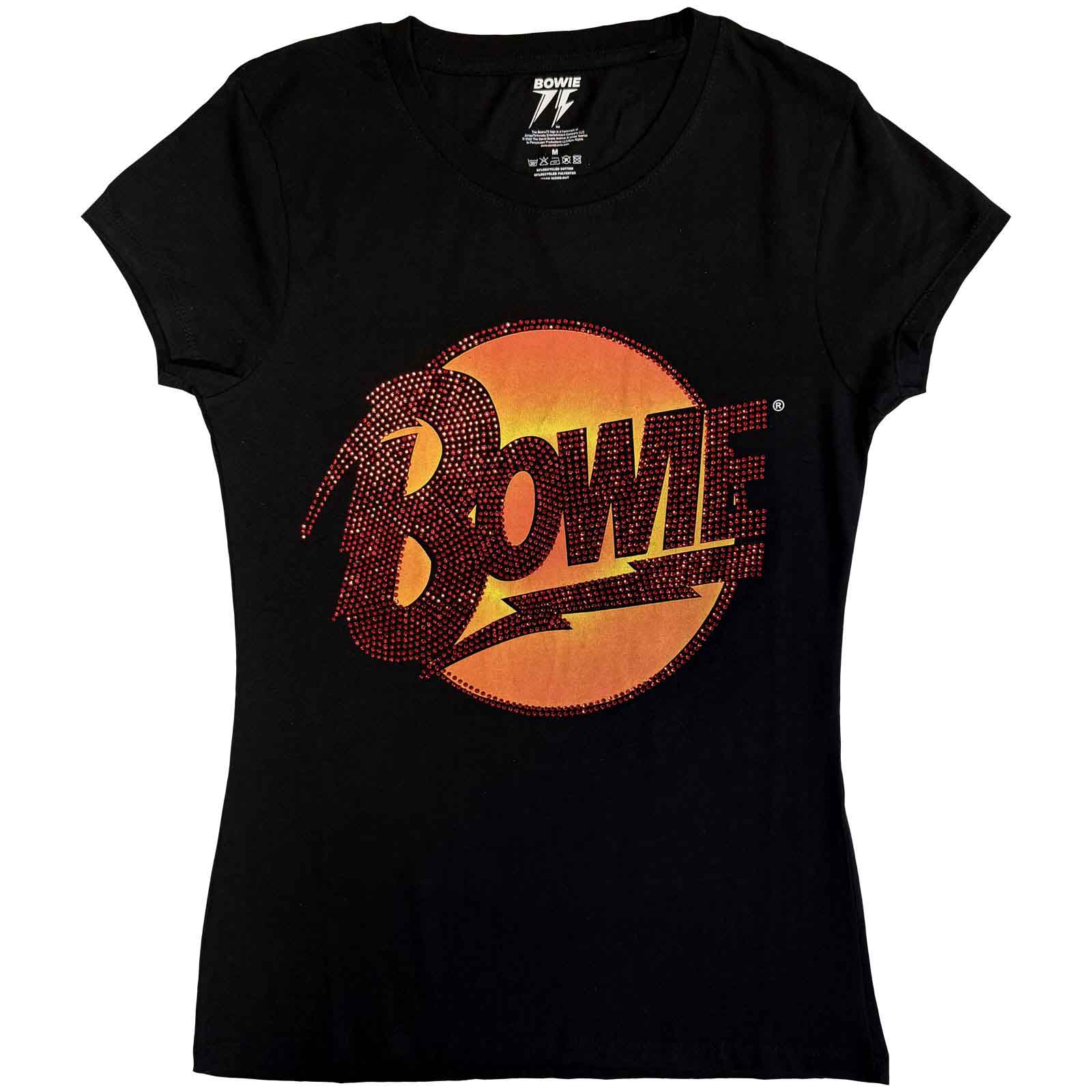 DAVID BOWIE – DIAMOND DOGS LOGO – Ladies Shirt Black Embellished DAVID BOWIE – DIAMOND DOGS LOGO – Ladies Shirt Black Embellished