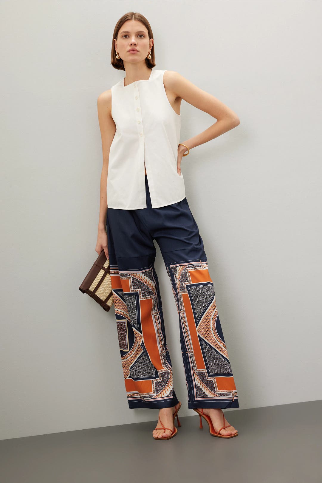 Rosetta Getty x RTR Printed Wide Leg Trousers Multicolored-blue-print Rosetta Getty x RTR Printed Wide Leg Trousers Multicolored-blue-print