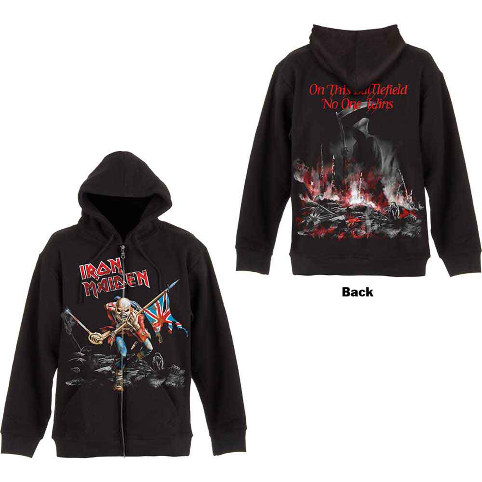 IRON MAIDEN – SCUFFED TROOPER – Zipped Hoodie Black Back Print