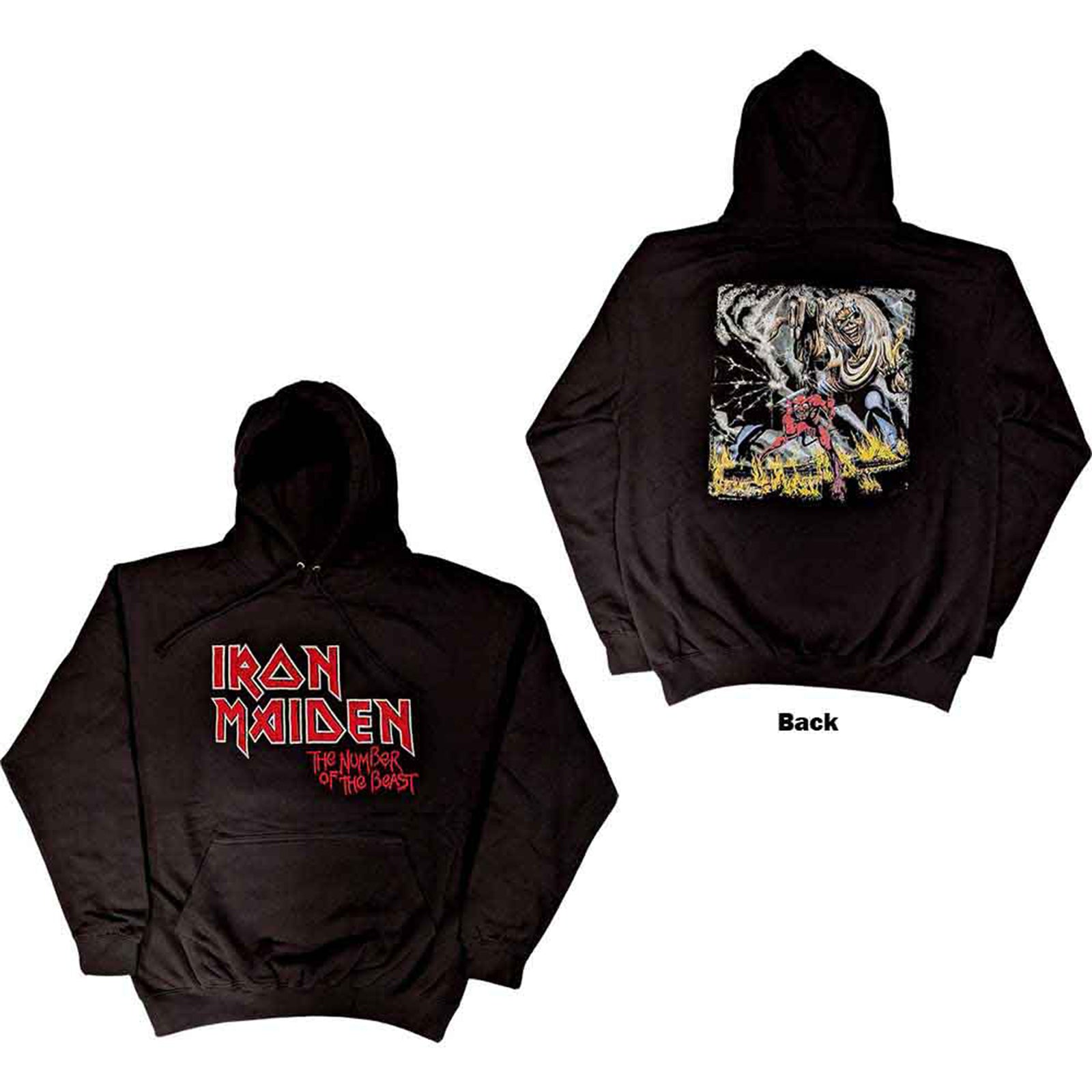IRON MAIDEN – NUMBER OF THE BEAST VINTAGE LOGO FADED EDGE ALBUM – Pullover Hoodie Black Back Print