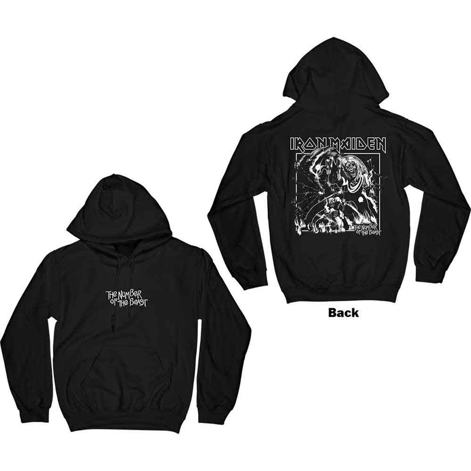 IRON MAIDEN – NUMBER OF THE BEAST ONE COLOUR – Pullover Hoodie Black Back Print IRON MAIDEN – NUMBER OF THE BEAST ONE COLOUR – Pullover Hoodie Black Back Print
