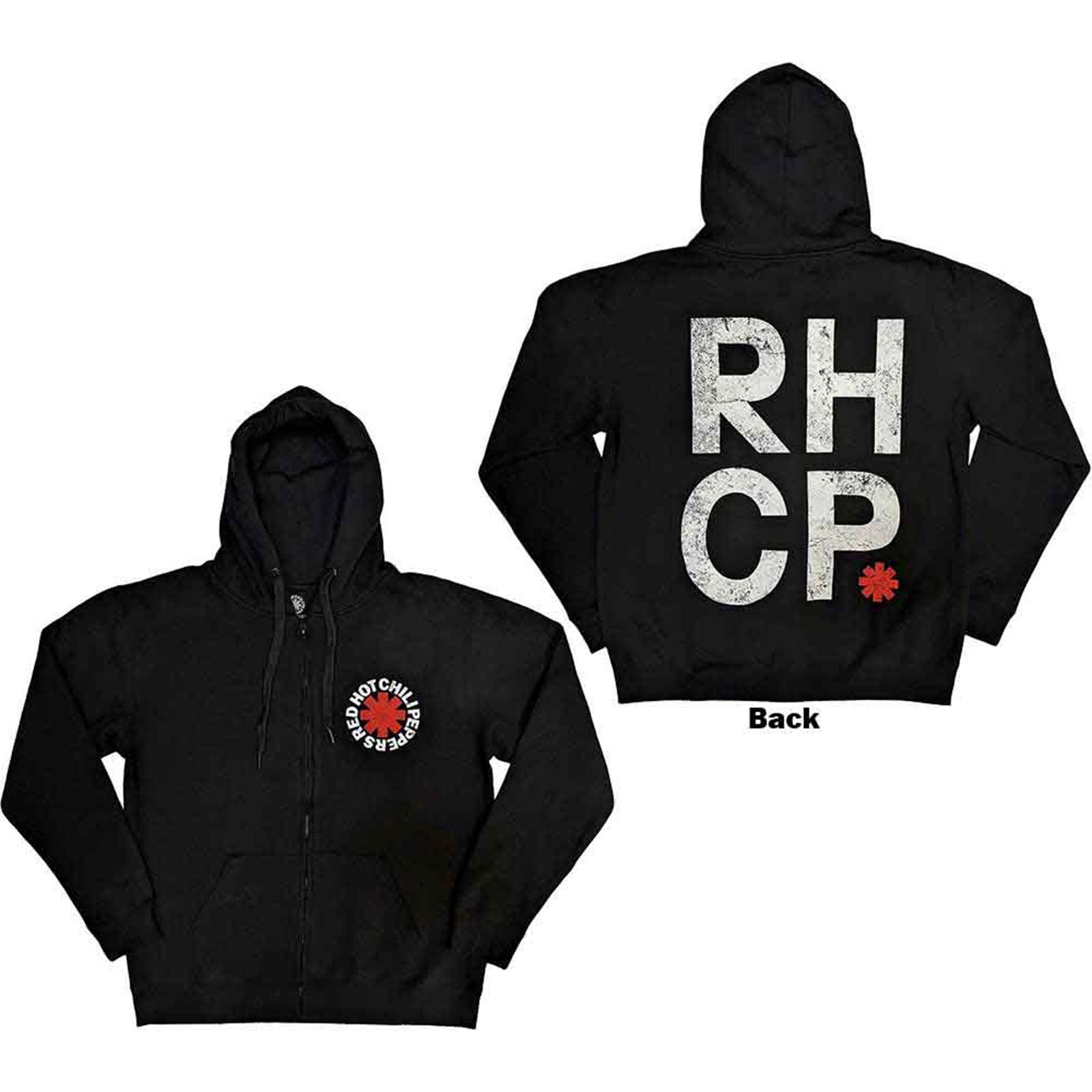 RED HOT CHILI PEPPERS – RED ASTERISK – Zipped Hoodie Black Back Print RED HOT CHILI PEPPERS – RED ASTERISK – Zipped Hoodie Black Back Print
