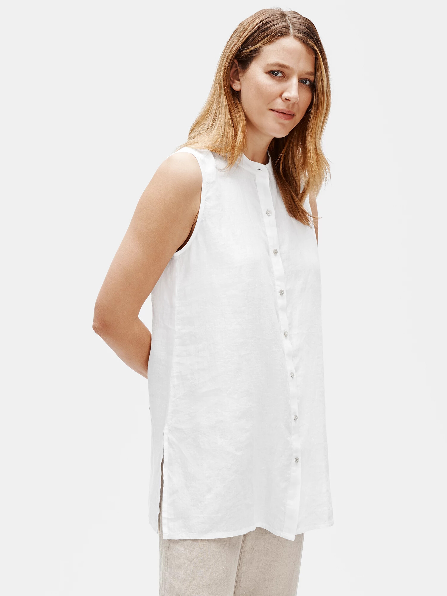 Organic Handkerchief Linen Sleeveless Shirt Organic Handkerchief Linen Sleeveless Shirt