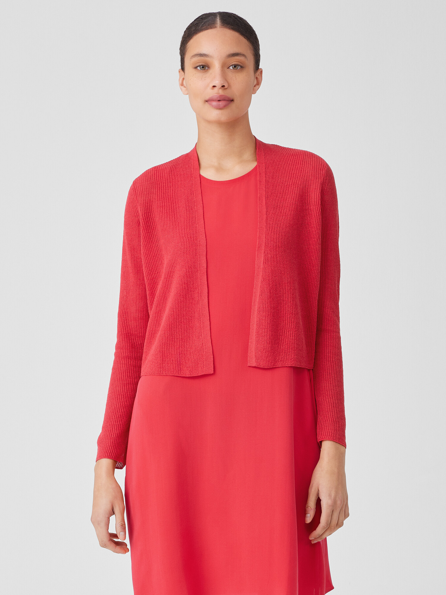 Organic Linen Cotton Airy Tuck Cropped Cardigan Organic Linen Cotton Airy Tuck Cropped Cardigan