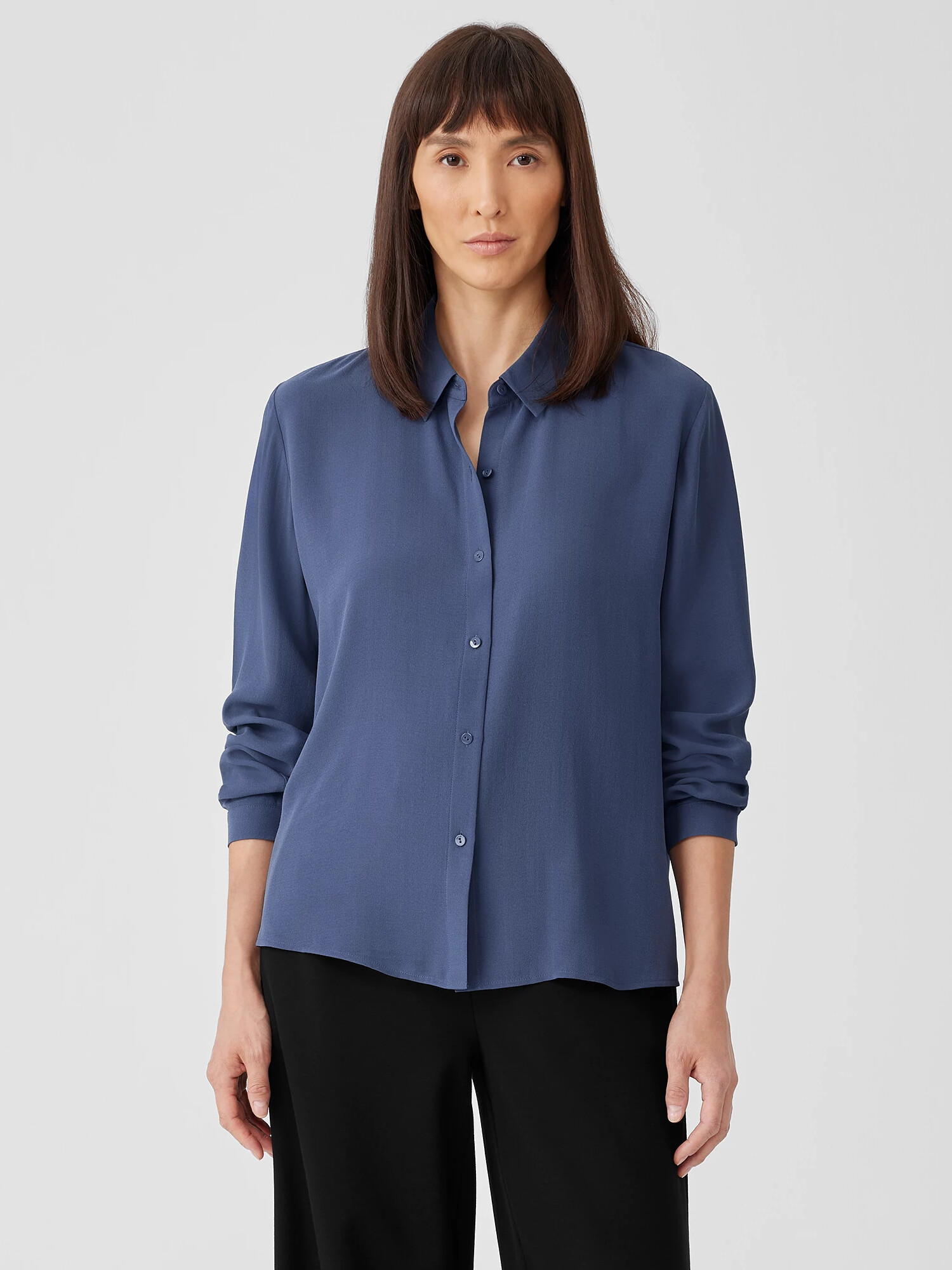 Silk Georgette Crepe Classic Collar Shirt Silk Georgette Crepe Classic Collar Shirt
