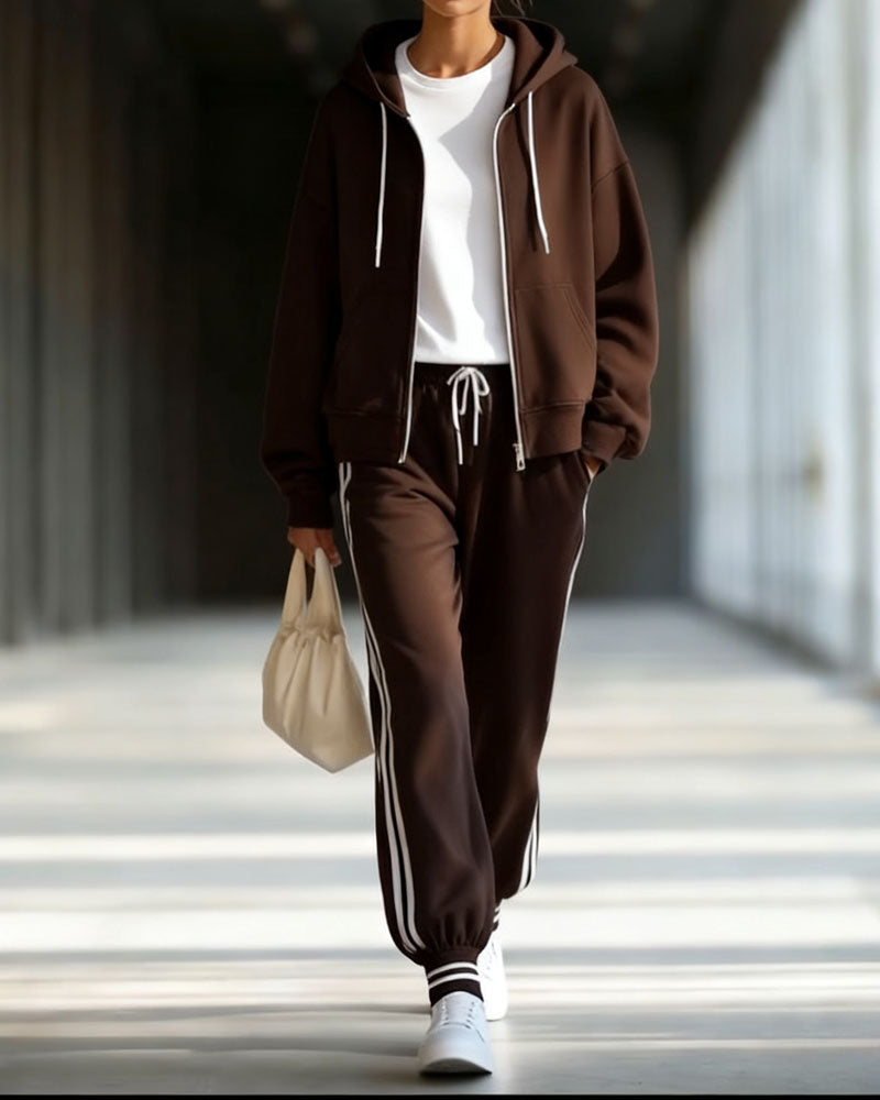 Zeagoo Athleisure Hooded Jacket Jogger Set Zeagoo Athleisure Hooded Jacket Jogger Set